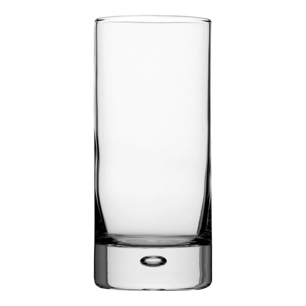 A Pasabahce Centra highball glass with a clear bottom.