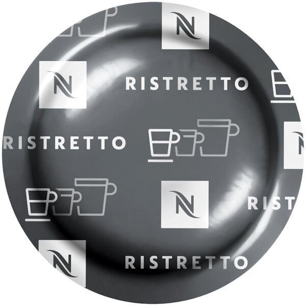 A plate of Nespresso Professional Ristretto Single Serve Coffee Capsules on a counter.