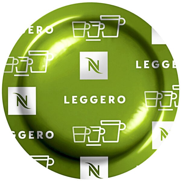 A green Nespresso Professional Leggero coffee cup on a saucer.