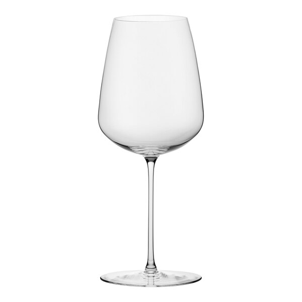 A clear Nude Stem Zero Vertigo wine glass with a long stem.