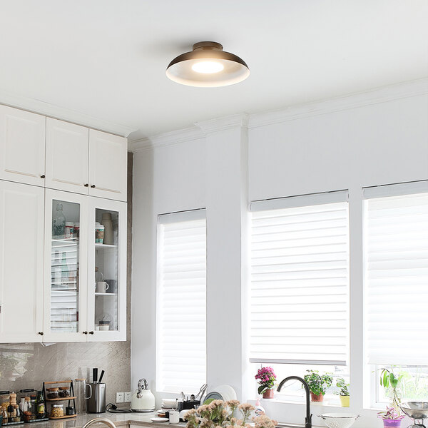 Globe Contemporary Matte Black LED Integrated Flush Mount Light 120V, 21W