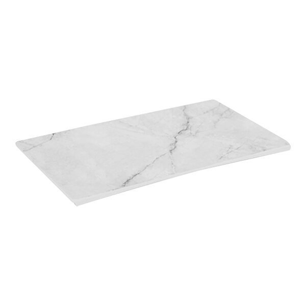 A white rectangular Dalebrook marble platter with black veins.