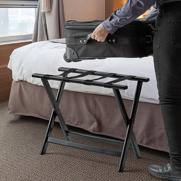 Lancaster Table & Seating Black Wood Folding Luggage Rack