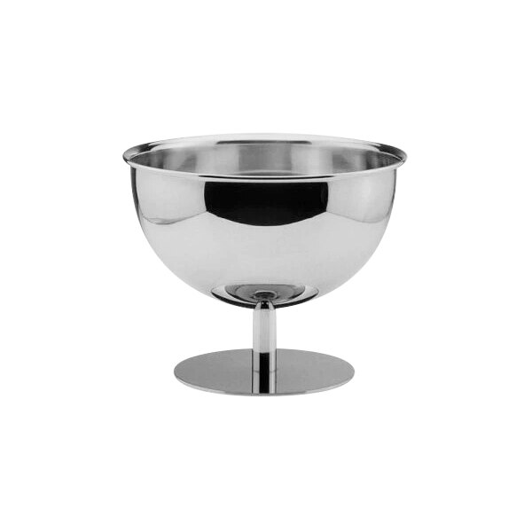 A Hepp Profile silver plated stainless steel wine/champagne bowl with a stand.