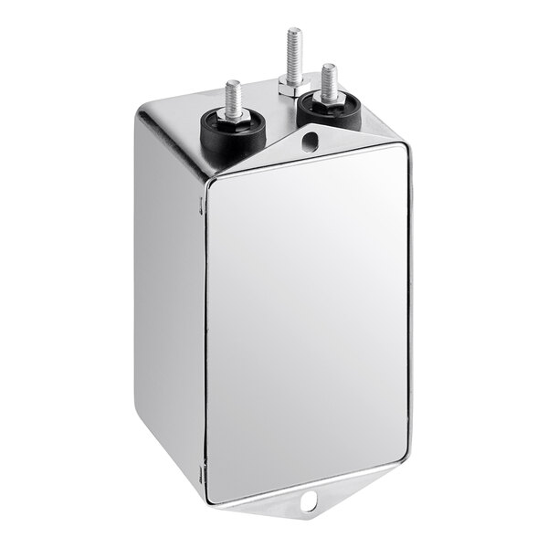 A silver rectangular Solwave Magnetron Noise Filter with black screws on a white background.