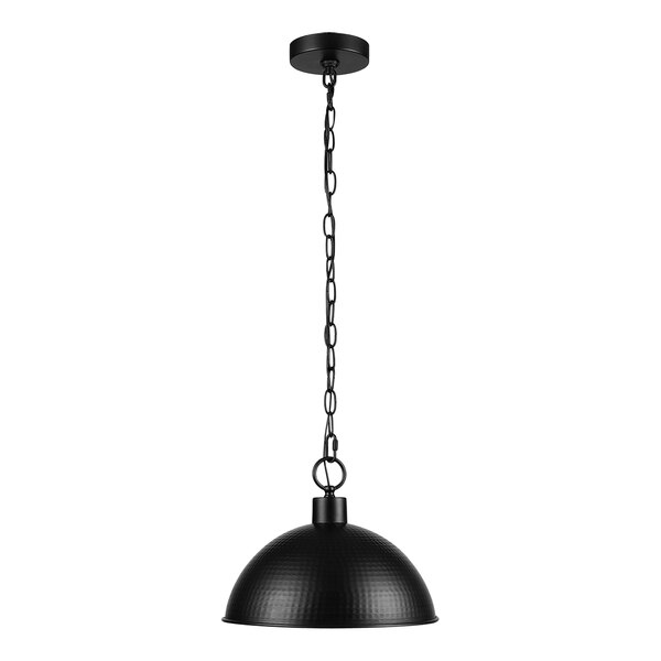 A Globe black metal pendant light with a chain.