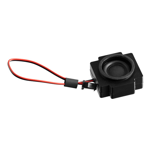 A Solwave black buzzer with red wires.