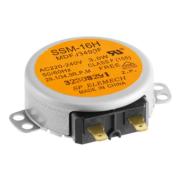 A Solwave stirrer fan motor with a yellow and black label.