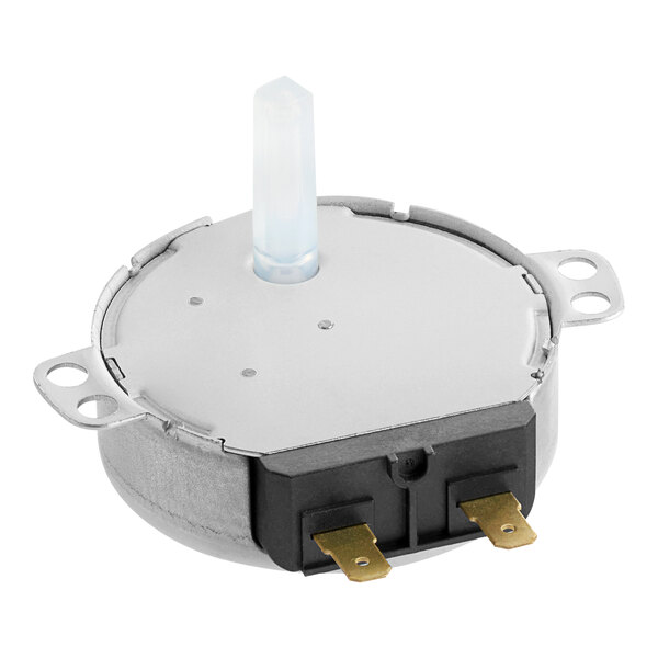 A round metal Solwave stirrer fan motor with a plastic tube.