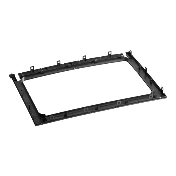 A black rectangular plastic door gasket with screws.