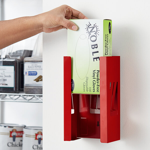 Noble Products Red Magnetic Single Box Disposable Glove Dispenser