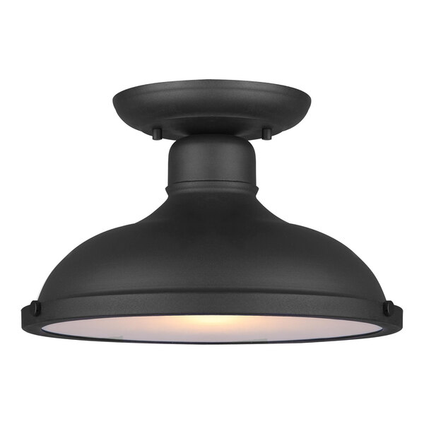 A black metal Canarm Marcella ceiling light with a white shade.