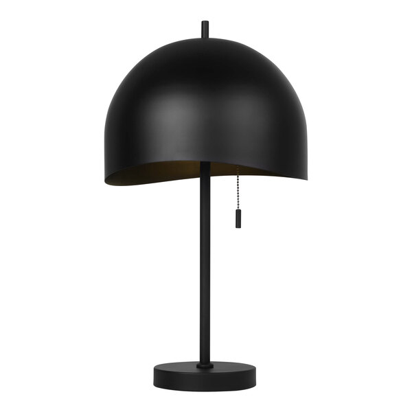 A Canarm Henlee matte black table lamp with a black shade.