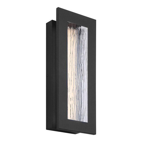 A black rectangular Canarm Kingsly outdoor wall light with frosted glass.