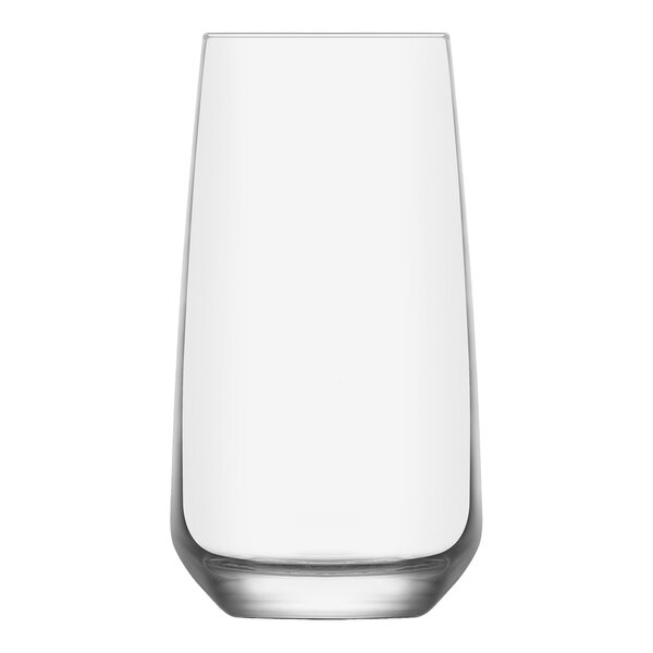 A clear RAK Youngstown long drink glass.