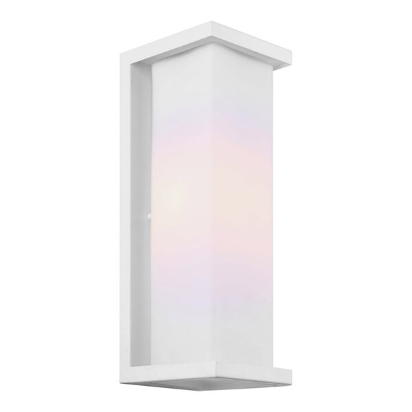 A white rectangular Canarm Ridley outdoor wall light with a frosted glass panel.