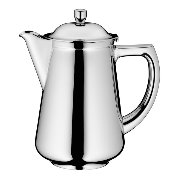 A WMF stainless steel coffee pot with a lid.