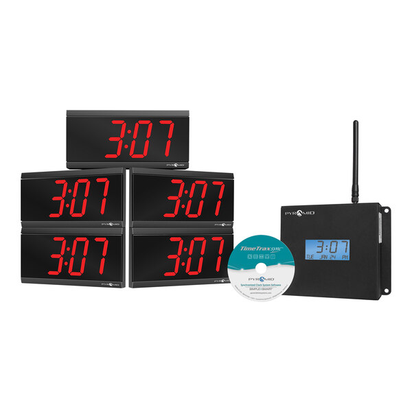 Pyramid Time Systems TimeTrax Sync RF Wireless Digital Clock Starter Pack WSCBD-5