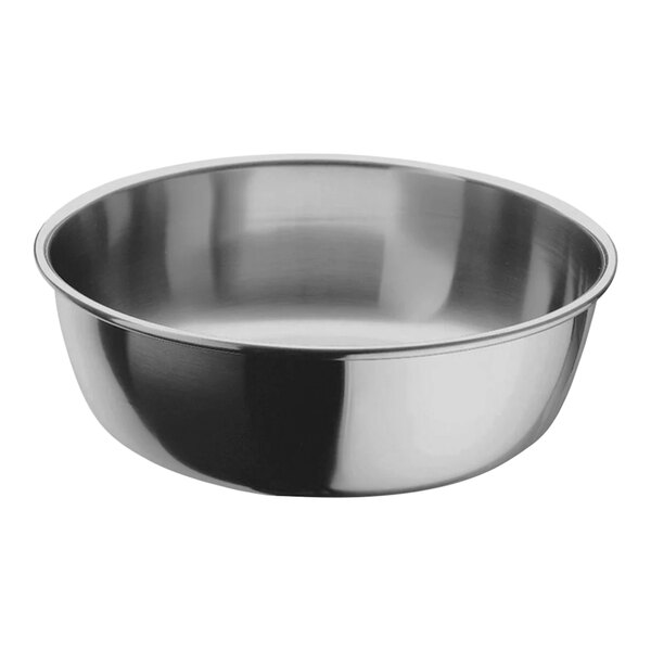 A silver stainless steel insert bowl.