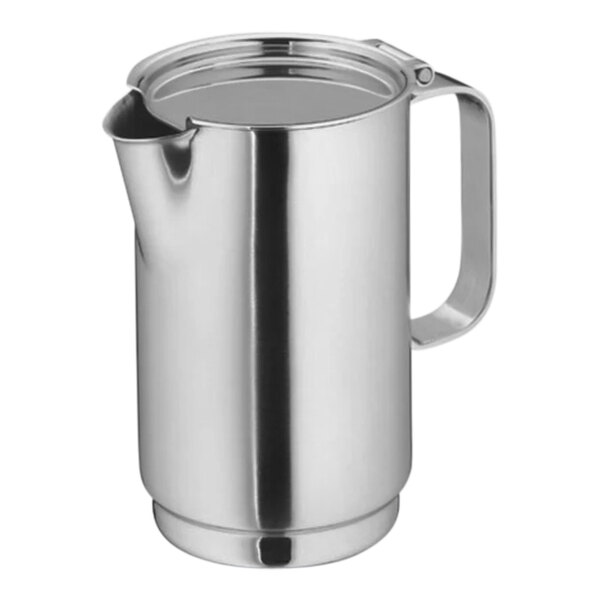 A WMF stainless steel coffee pot with a handle.