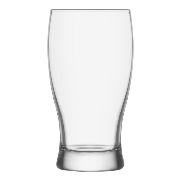 A clear RAK Youngstown tulip glass with a circular bottom.
