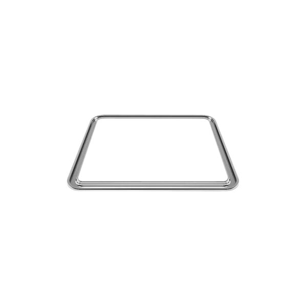 A square metal frame with a white background.