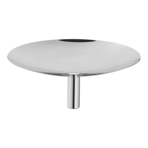 A WMF by BauscherHepp Pure Exclusiv stainless steel pastry display tray with a round base.