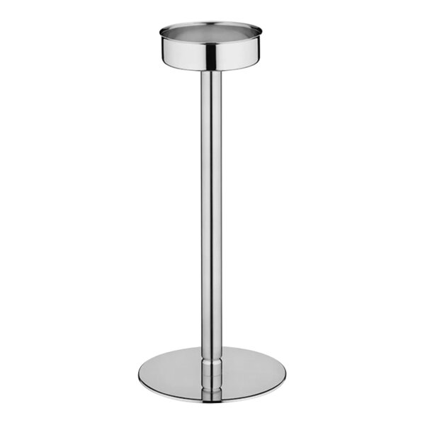 A silver WMF wine cooler stand with a round base.