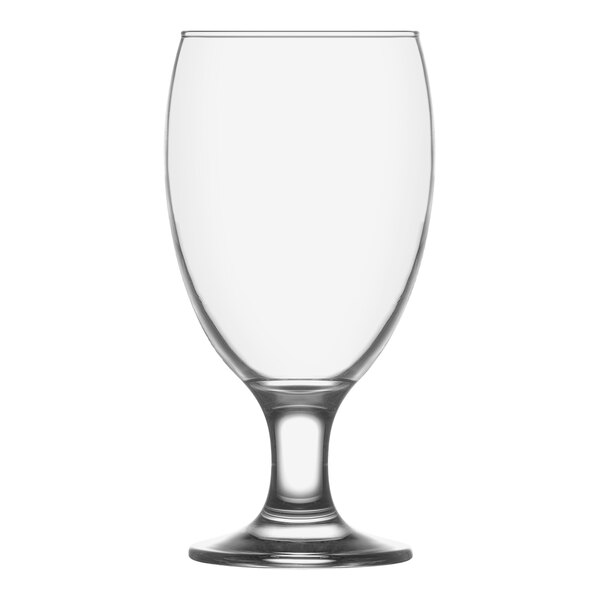 A clear RAK Youngstown Firnley goblet with a stem.