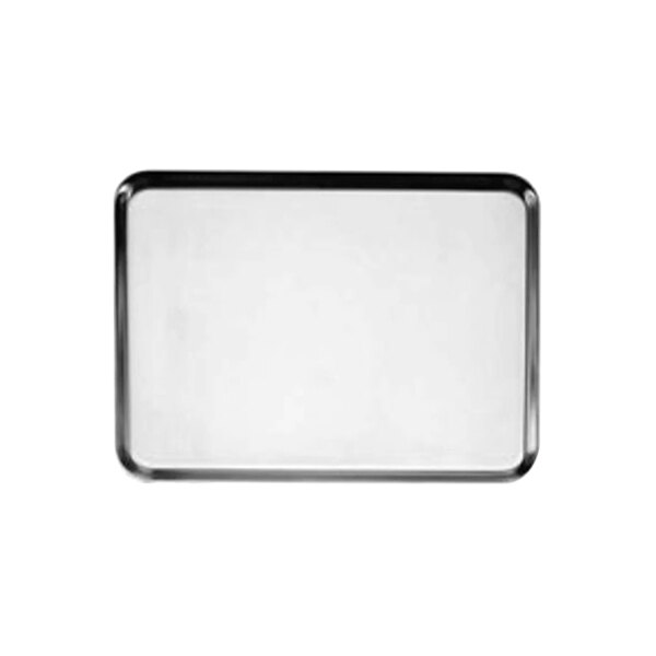 A white rectangular tray with black trim.