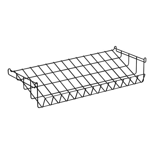 A black wire mesh rack for Rosseto Modulite shelves.