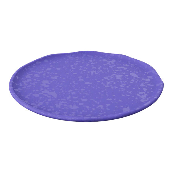 A blue round Dalebrook melamine plate with white specks.