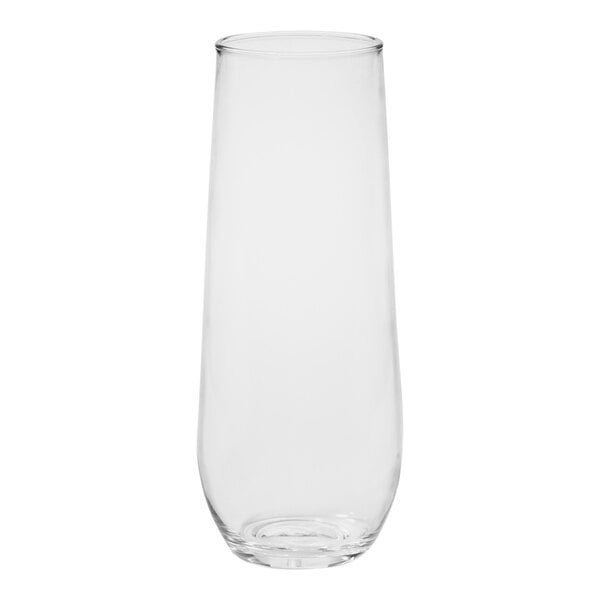 A clear Tossware Reserve Go-To stemless flute glass.