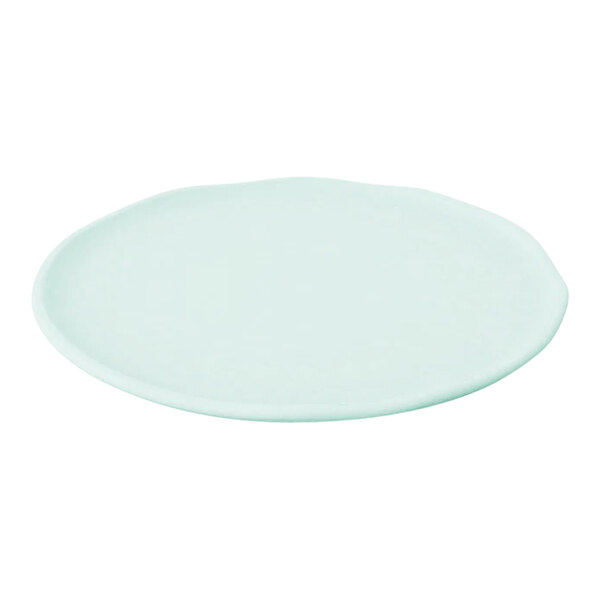 A white melamine plate with a circle on it.