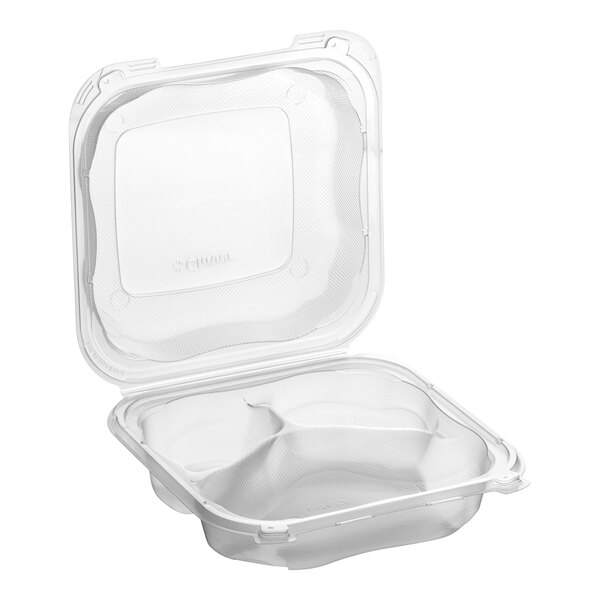 Genpak Clover 8" x 8" x 3" Microwavable Clear Plastic