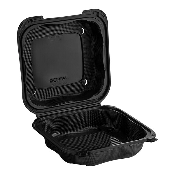 Genpak Clover 8" x 8" x 3" Microwavable Black Plastic