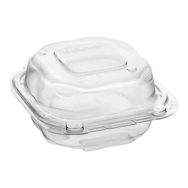 Genpak Clover 6" x 6" x 3" Microwavable Clear Plastic
