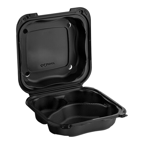 Genpak Clover 8" x 8" x 3" Microwavable Black Plastic