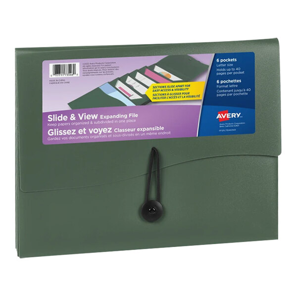 Avery® 11 11/16" x 9 3/16" Slide and View Sage Expanding File Folder
