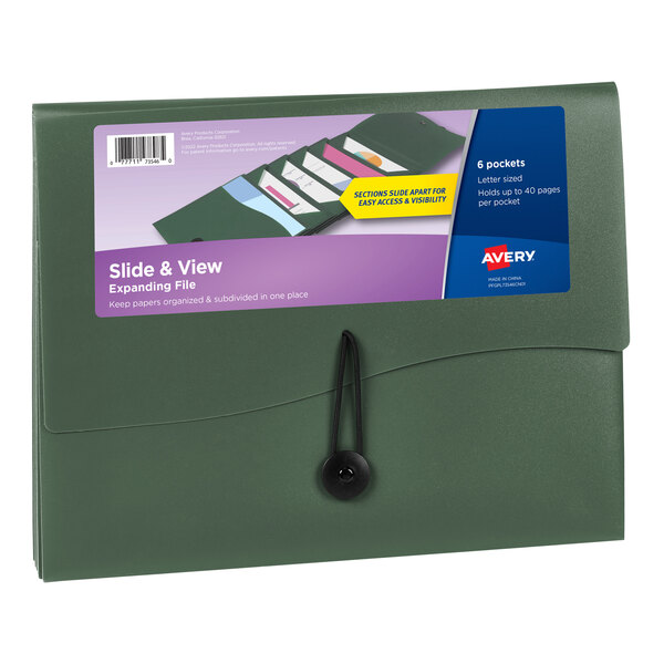 Avery® 11 11/16" x 9 3/16" Slide and View Sage Expanding File Folder
