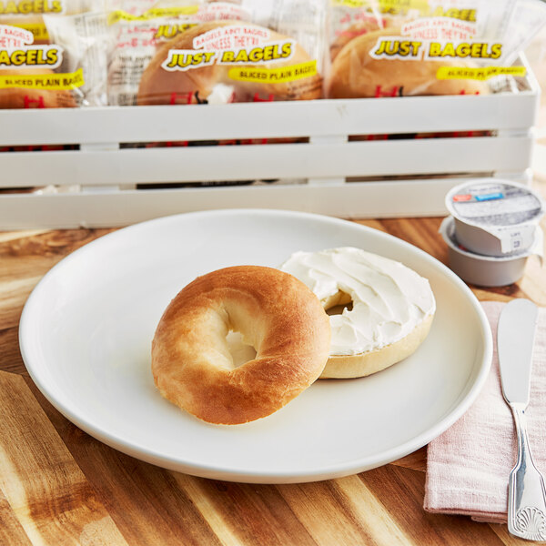 Just Bagels Authentic New York Sliced Individually Wrapped Mini Plain Bagel 2 oz. - 60/Case