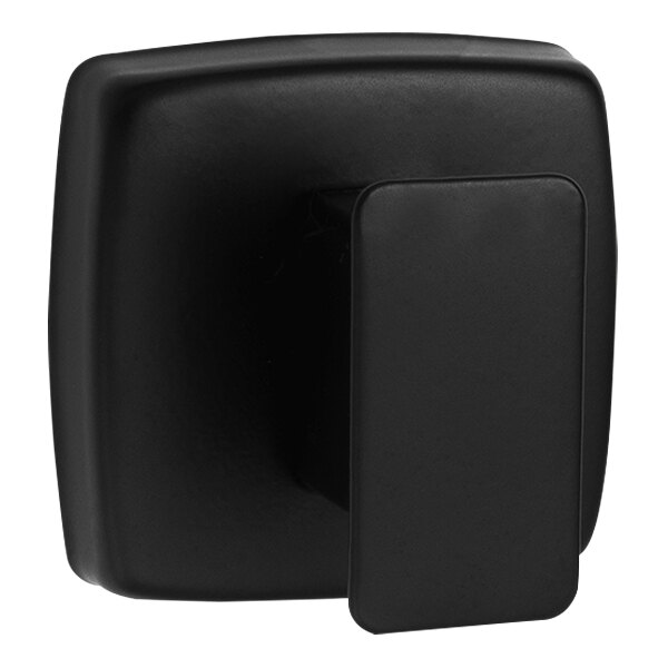 A black rectangular American Specialties, Inc. robe hook with a matte black finish.