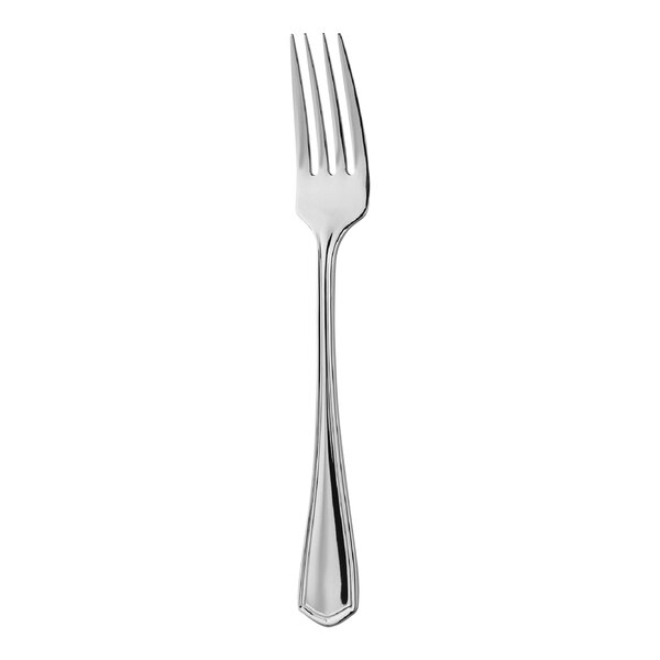 An Oneida Inn Classic silver table fork with a white background.