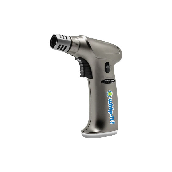 A Whip-It Stealth Platinum butane torch with a silver nozzle and blue handle.
