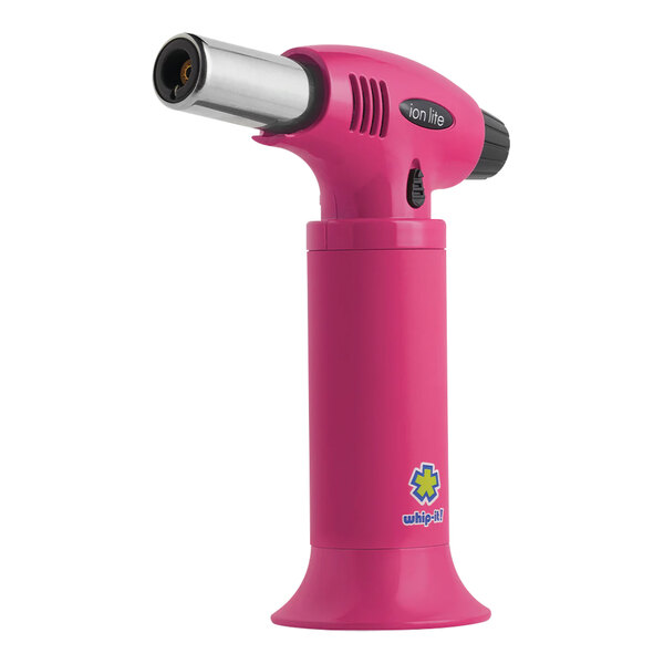 A pink Whip-It Ion Lite butane torch with a black nozzle.
