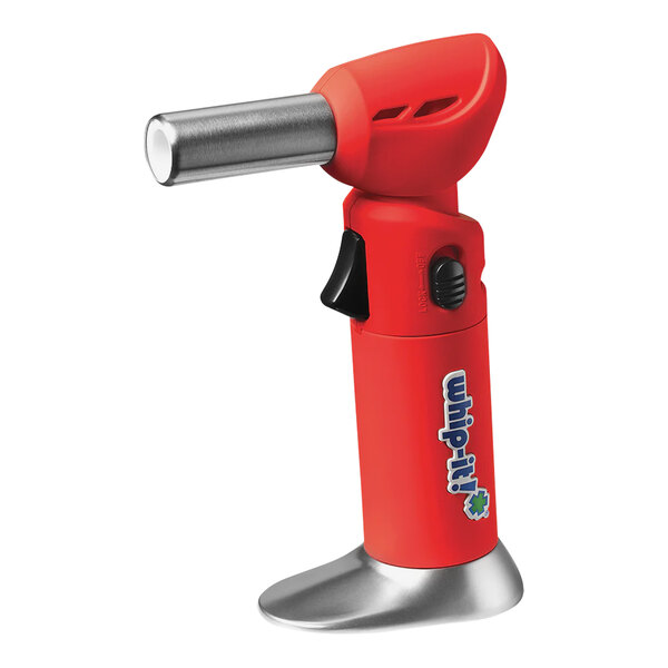 A red Whip-It Flex butane torch with a black handle and silver nozzle.