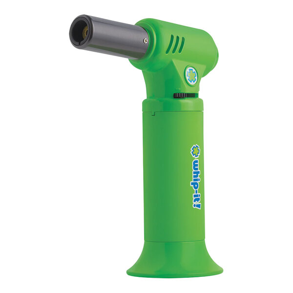 A green Whip-It Neo butane torch with a black handle.