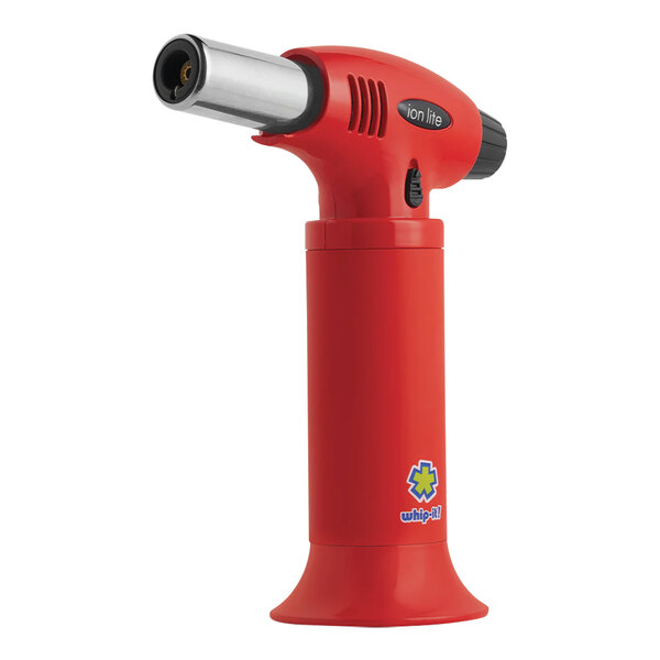 A red Whip-It Ion Lite butane torch with a black nozzle.