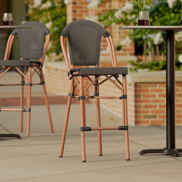 Lancaster Table & Seating Bistro Series Brown Teslin Outdoor Side Barstool