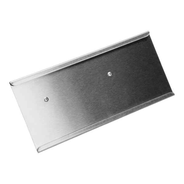 A stainless steel Frymaster card holder bracket assembly with two holes.